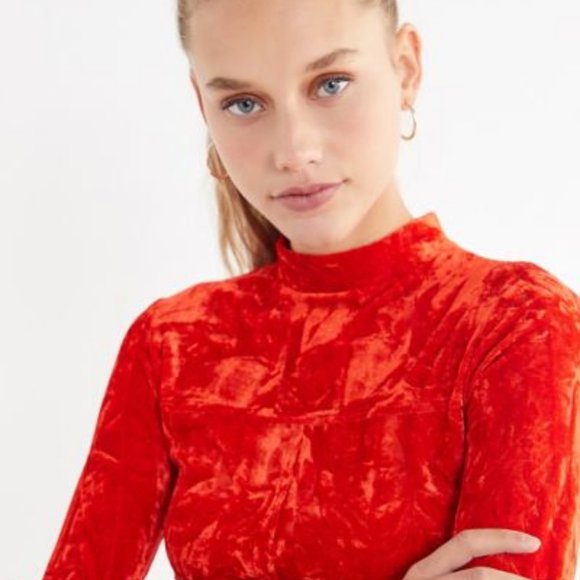 SOLD - Urban Outfitters Red Crushed Velvet Dress - Picture 7 of 9